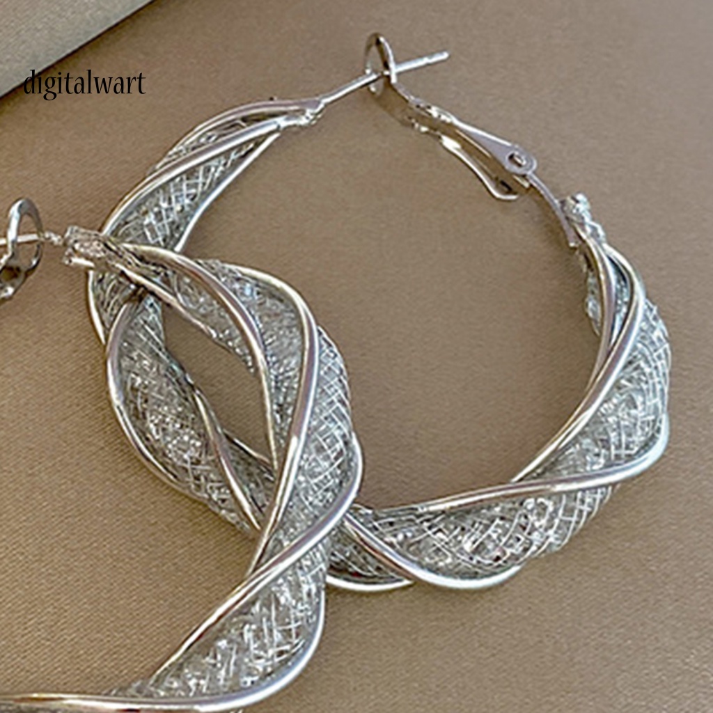 Kỹ Thuật Số| 1 Đôi Bông Tai Kim Loại Dạng Vòng Xoắn Hình Học Lớn Thời Trang