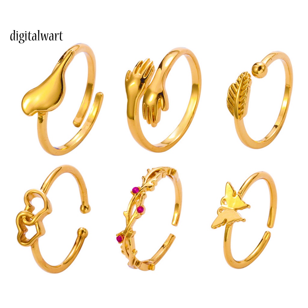 Kỹ Thuật Số| Set 6 Nhẫn Ngón Chân Hình Trái Tim Màu Sáng Có Thể Điều Chỉnh Kích Cỡ