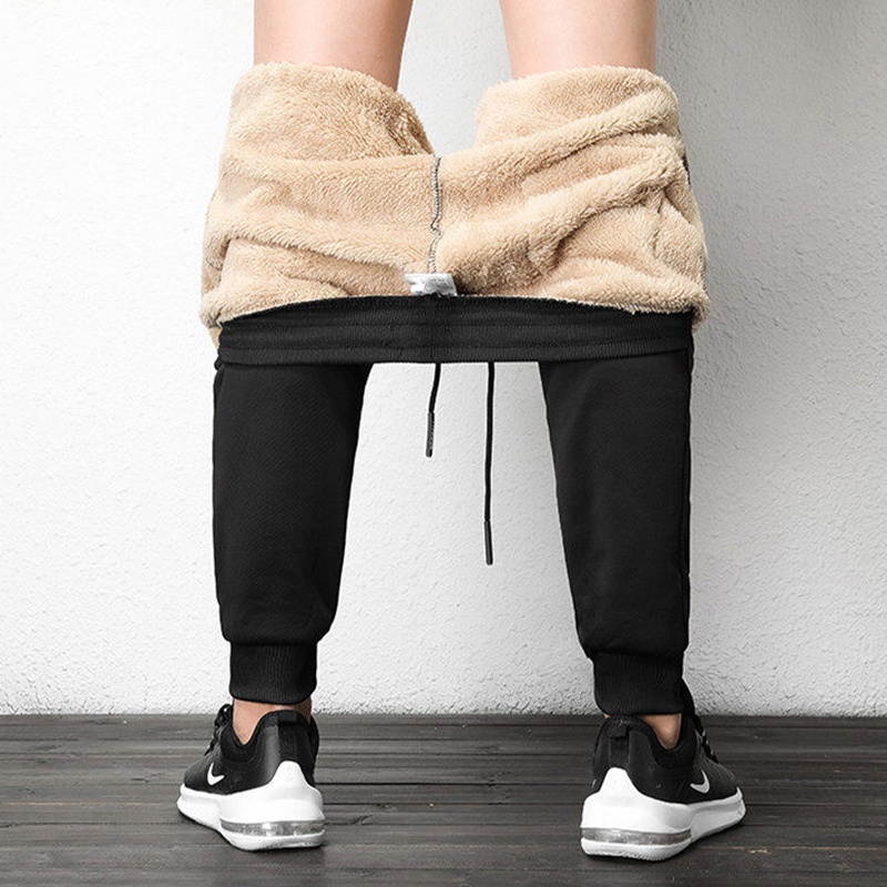 Quần thể thao AOKANG dáng rộng bằng lông cừu dày dặn ấm áp thời trang mùa đông cho nam