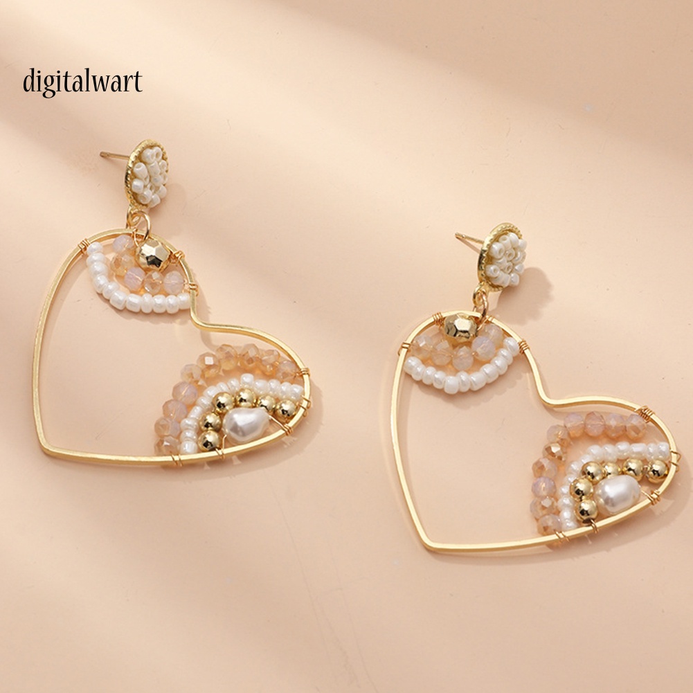 Kỹ Thuật Số| Khuyên Tai Trái Tim Đính Hạt Thời Trang Nữ Tính