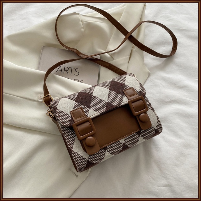 Túi Da Đeo Chéo Hình Vuông Nhỏ Có Nắp Đậy Khóa Nam Châm Thời Trang Cho Nữ