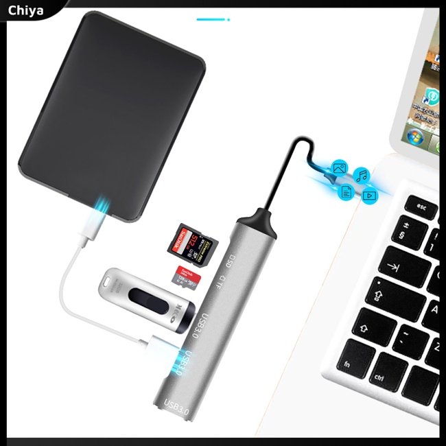 Bộ Chia Cổng Usb 3.0 5 Trong 1 Đầu Đọc Thẻ Nhớ Tf Cho Chuột Máy Tính