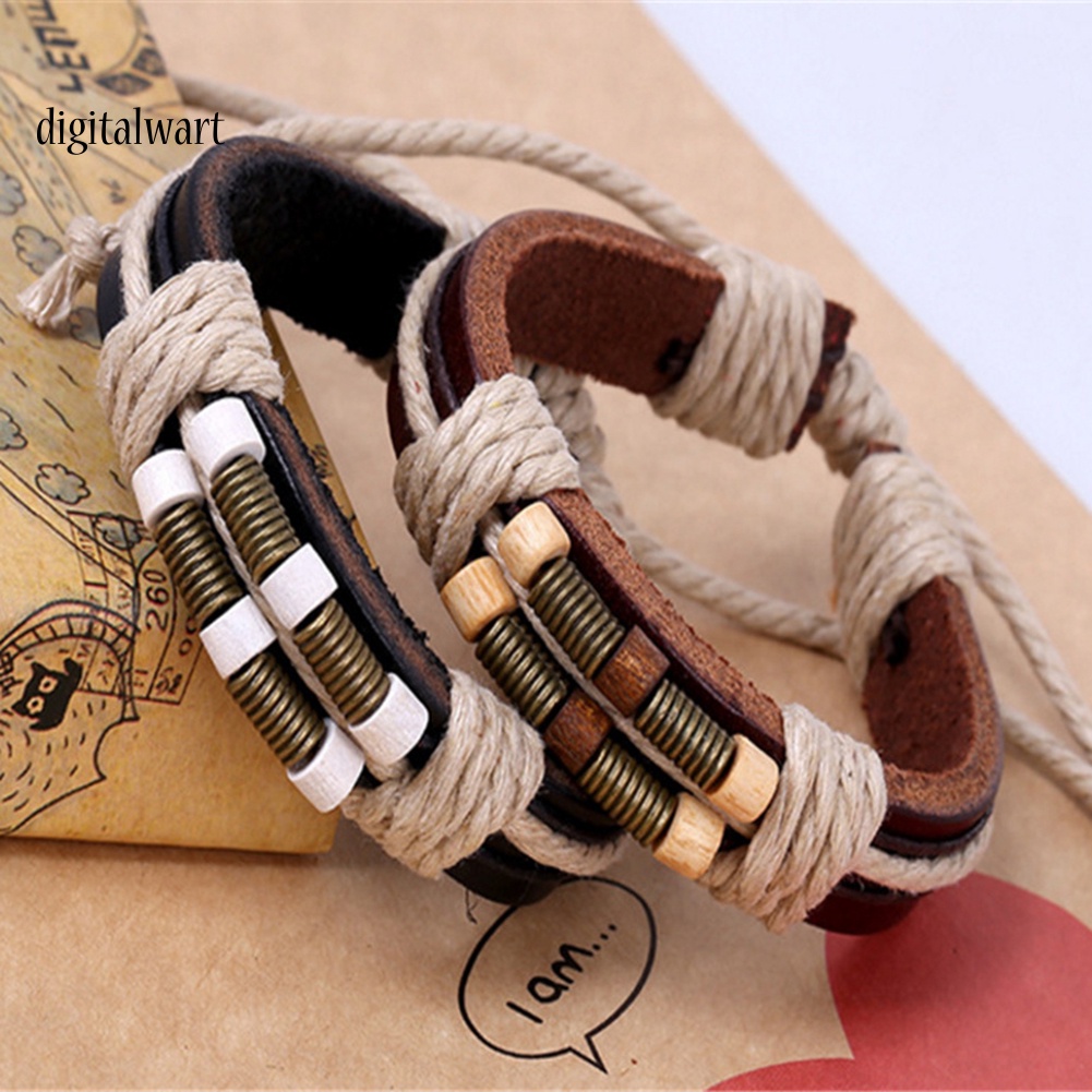 Kỹ Thuật Số| Vòng Tay Da Bện Thời Trang Unisex Cá Tính