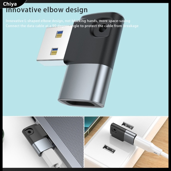 Đầu Chuyển Đổi Usb 3.0 Type-c Góc 90 Độ Chuyên Dụng Cho Laptop / Máy Tính Bảng / Điện Thoại Di Động