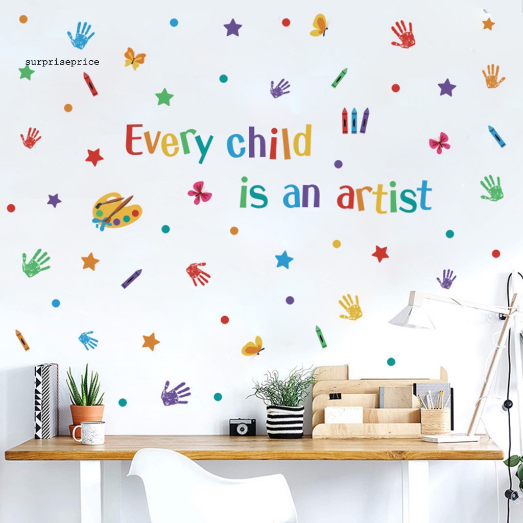 Sticker PVC Dán Tường Tự Dính Chống Xé Họa Tiết Bảng Chữ Cái Bắt Mắt Nhiều Màu Sắc Trang Trí Phòng Trẻ Em