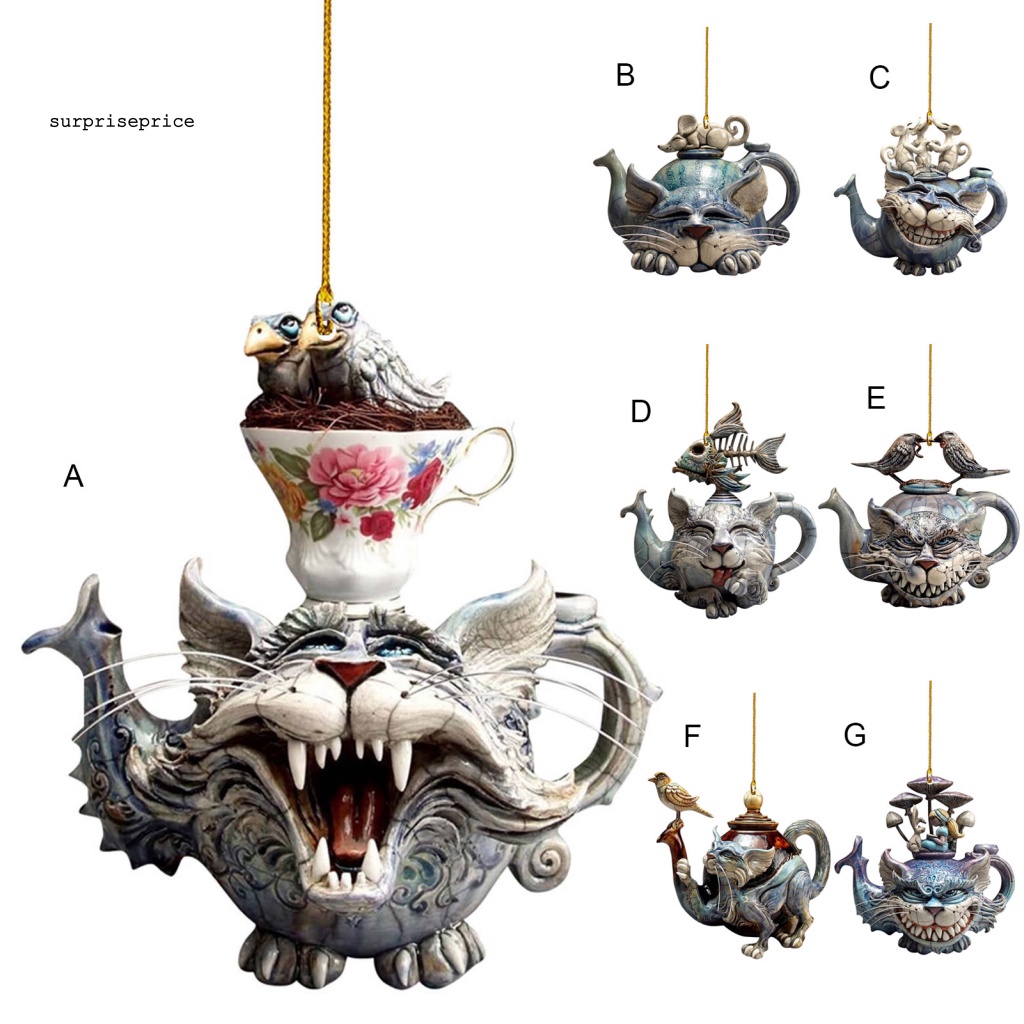 Mặt Dây Chuyền Acrylic Hình Mèo Hoạt Hình Phẳng Trang Trí Xe Hơi