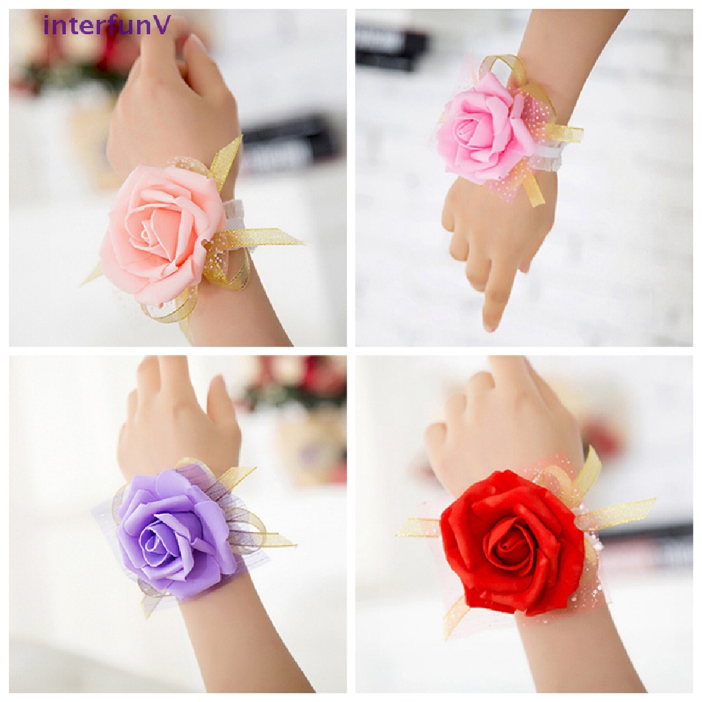 [InterfunV] Vòng Tay Hoa Hồng Lụa Thắt Ruy Băng Mới Cho Phù Dâu Đám Cưới [Mới]