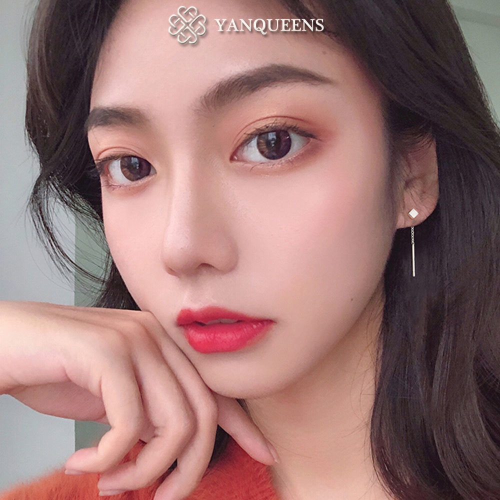 Cá tính nhỏ ngọn gió đẹp vuông... mỏng manh đôi khuyên tai ngắn vàng đen... trang sức trang sức trang sức... Yanqueens Quà tặng phụ kiện