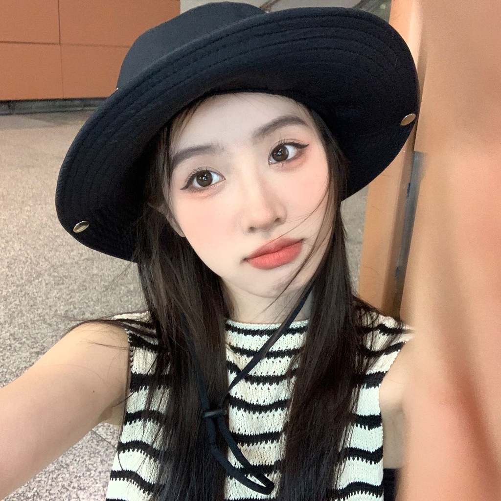 Mũ Cao Bồi Rộng Vành Cột Dây Thời Trang Mùa Hè Độc Đáo Cho Nữ