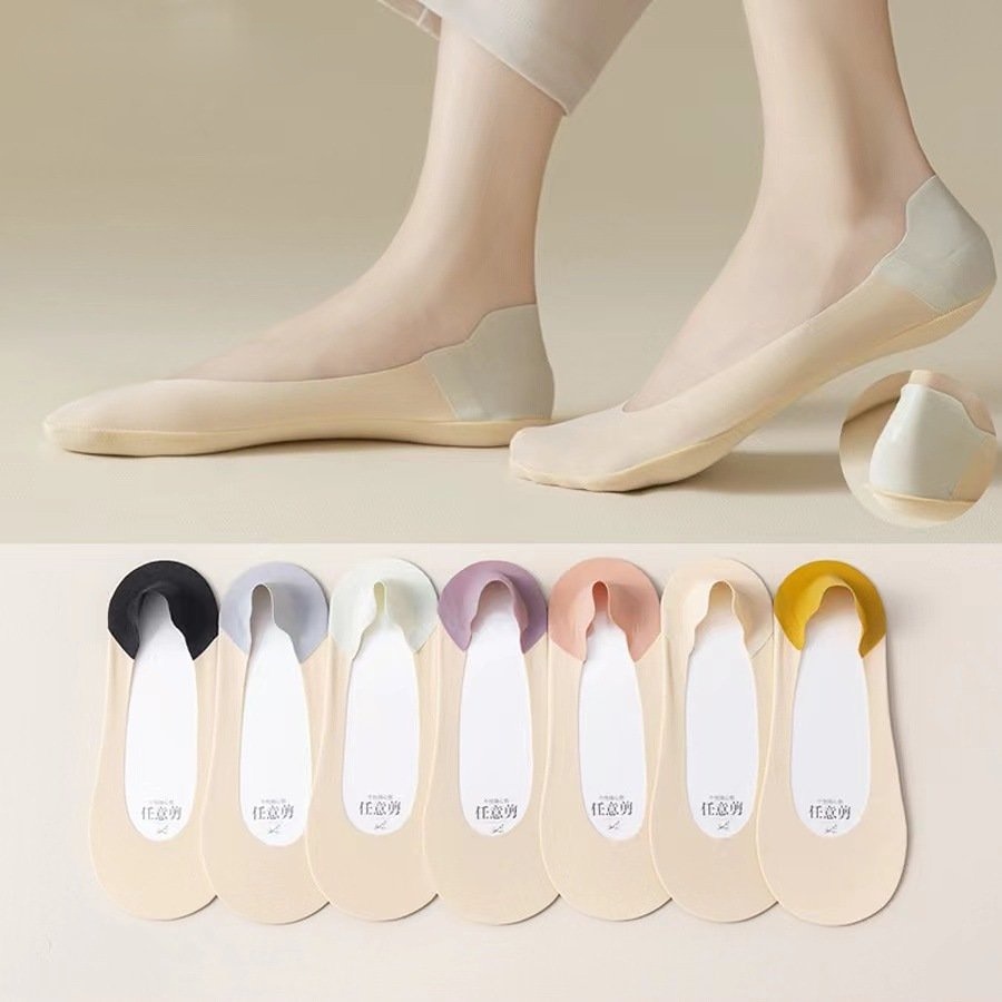 Take Talk Vớ Thuyền Cổ Thấp Bằng Lụa Lạnh Chống Mùi Chống Trượt Không Rơi Cho Nữ