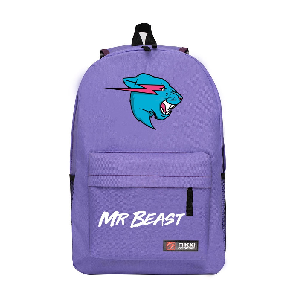 Mr Beast Balo Cỡ Lớn Thoáng Khí Có Khóa Kéo In Hình Mèo Tia Chớp Trẻ Trung