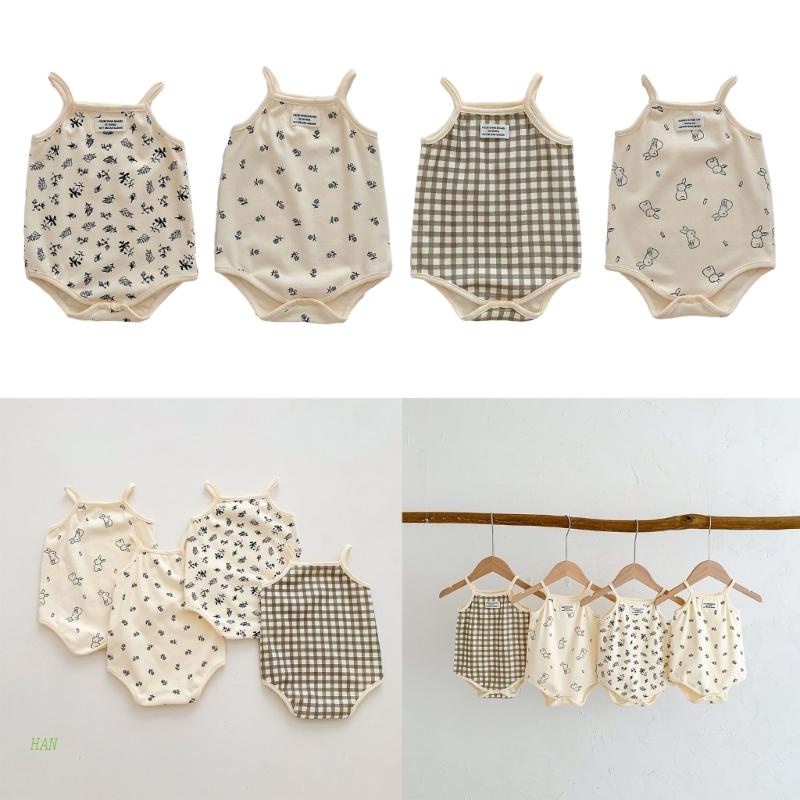 Áo Liền Quần Sát Nách Vải Cotton In Họa Tiết Thời Trang Cho Bé