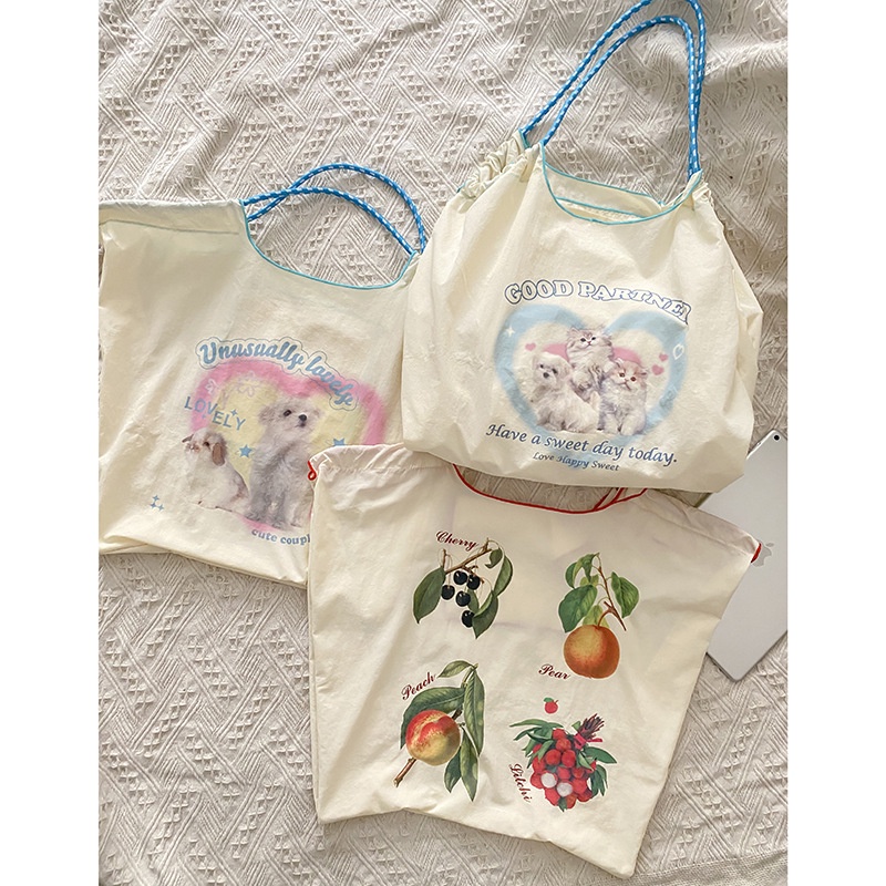 Balo Canvas Cỡ Lớn In Họa Tiết Dễ Thương Cho Học Sinh