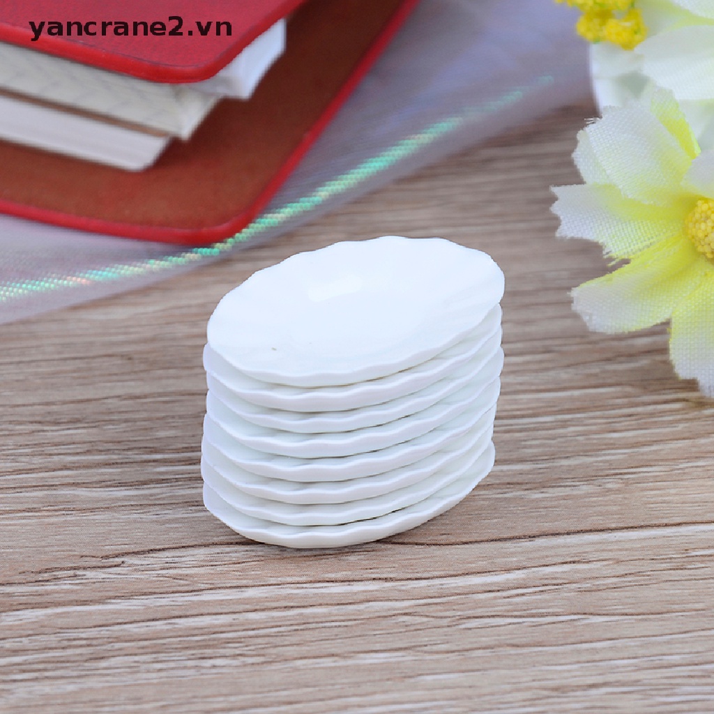 Bộ 8 Món Chén Dĩa mini Màu Trắng Dùng Trang Trí Nhà Búp Bê Dây Điện {yancrane2.vn}} {yancrane2.vn}