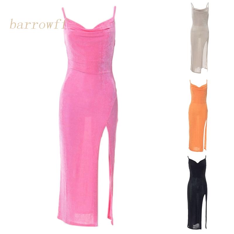 Brroa Đầm Midi Không Tay Xẻ Tà Cao Gợi Cảm Thời Trang Mùa Hè Cho Nữ