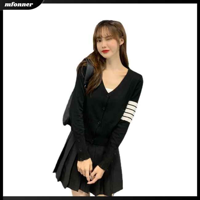 Áo Cardigan Dệt Kim Tay Dài Dáng Rộng Cổ Chữ V Màu Sắc Đơn Giản Cho Nữ