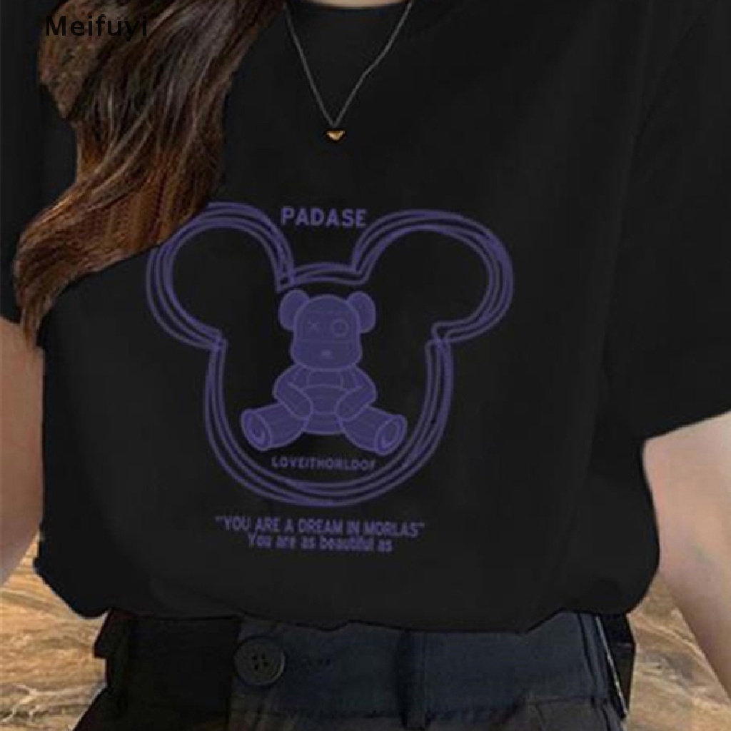 Áo Thun Tay Ngắn Cổ Tròn In Họa Tiết Hoạt Hình Dành Cho Nữ