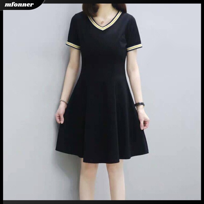 Đầm Midi Tay Ngắn Dáng Rộng Màu Sắc Tinh Khiết Thời Trang Mùa Hè Xinh Xắn Cho Nữ