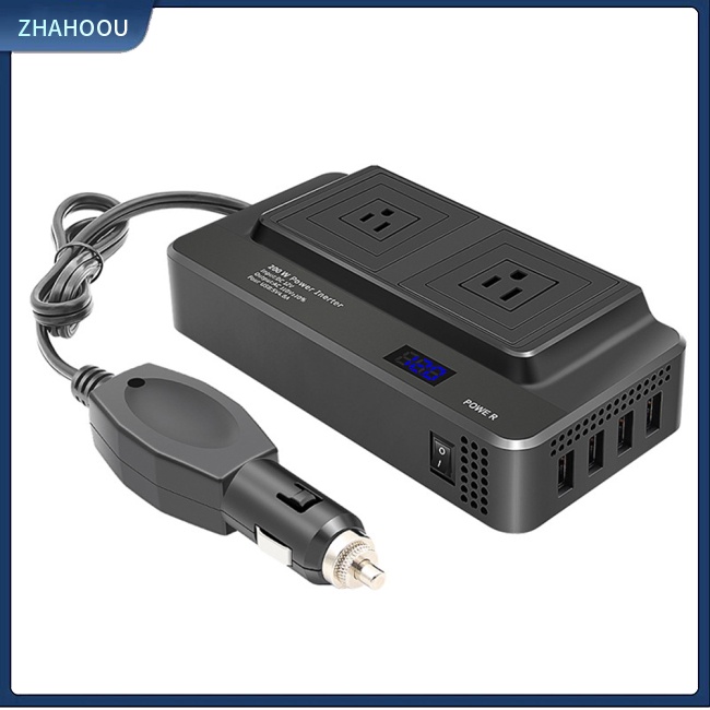 ☃Nhà Cửa☃ Bộ Chuyển Đổi Nguồn Điện 200w 12v Sang 110v Màn Hình Led Kỹ Thuật Số Phích Cắm US Cho Xe Hơi