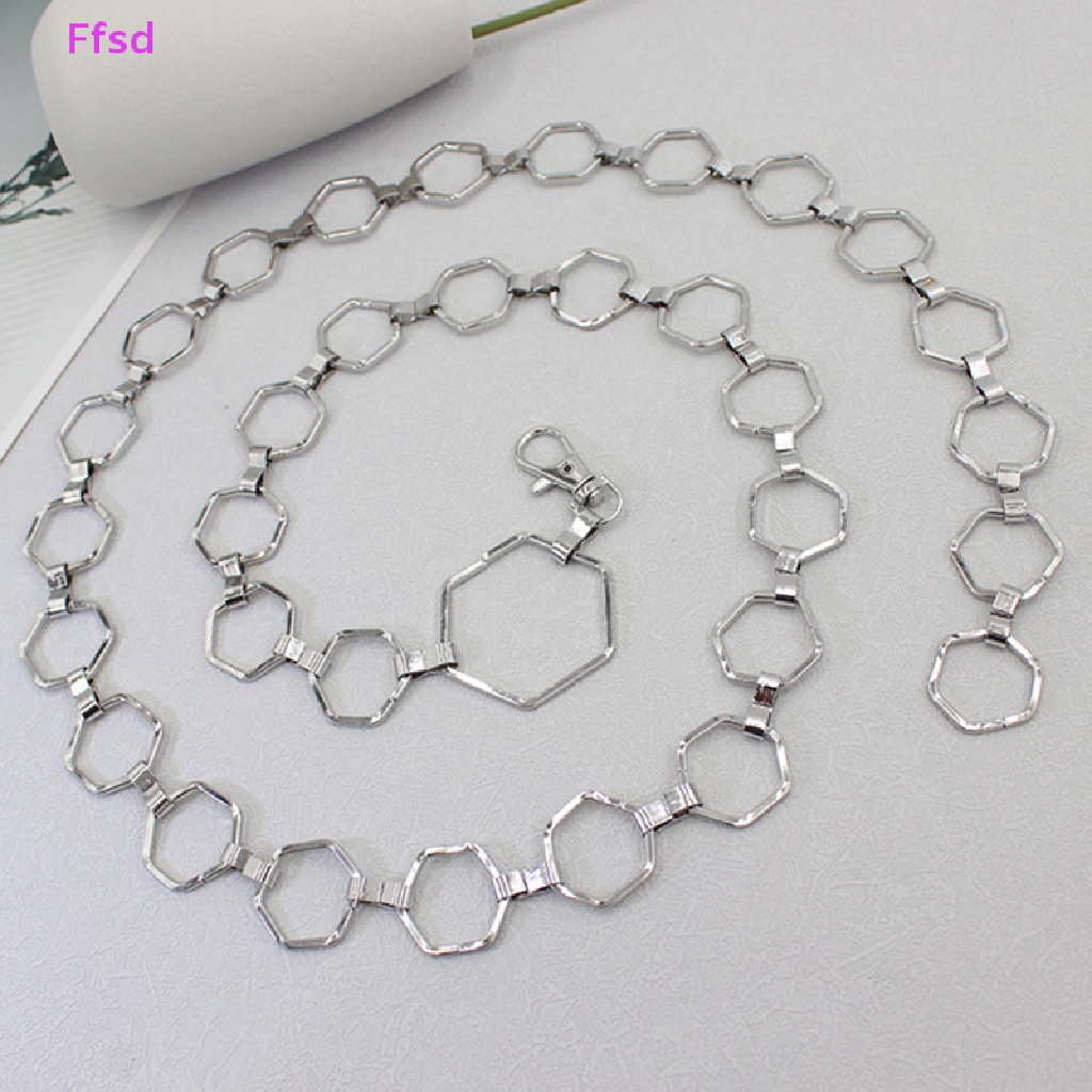 Thắt Lưng Dây Xích Lục Giác Bằng Kim Loại Màu Vàng / Bạc Phong Cách Cổ Điển Thời Trang Cho Nữ