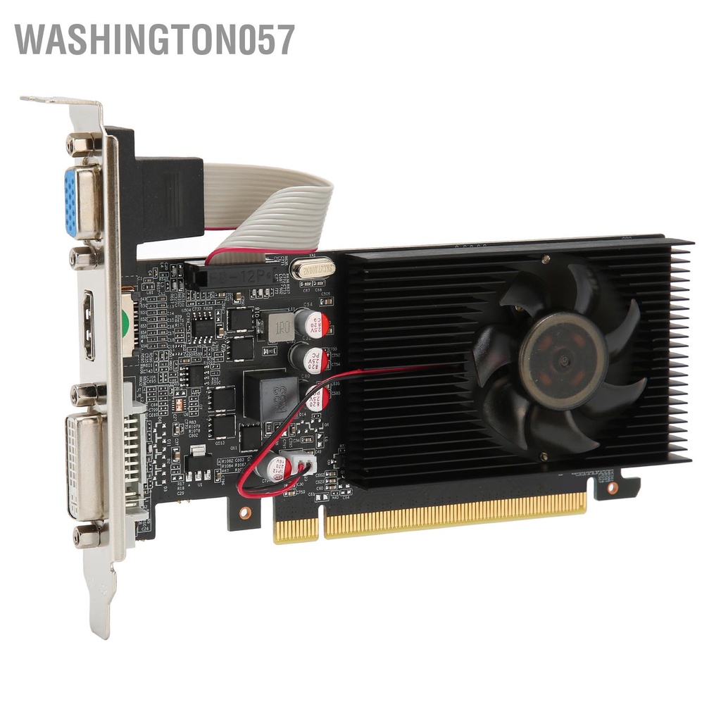 Washington057 GT610 2G DDR3 Card đồ họa 64bit Hỗ trợ DVI VGA HD Giao diện đa phương tiện PC GPU có quạt làm mát