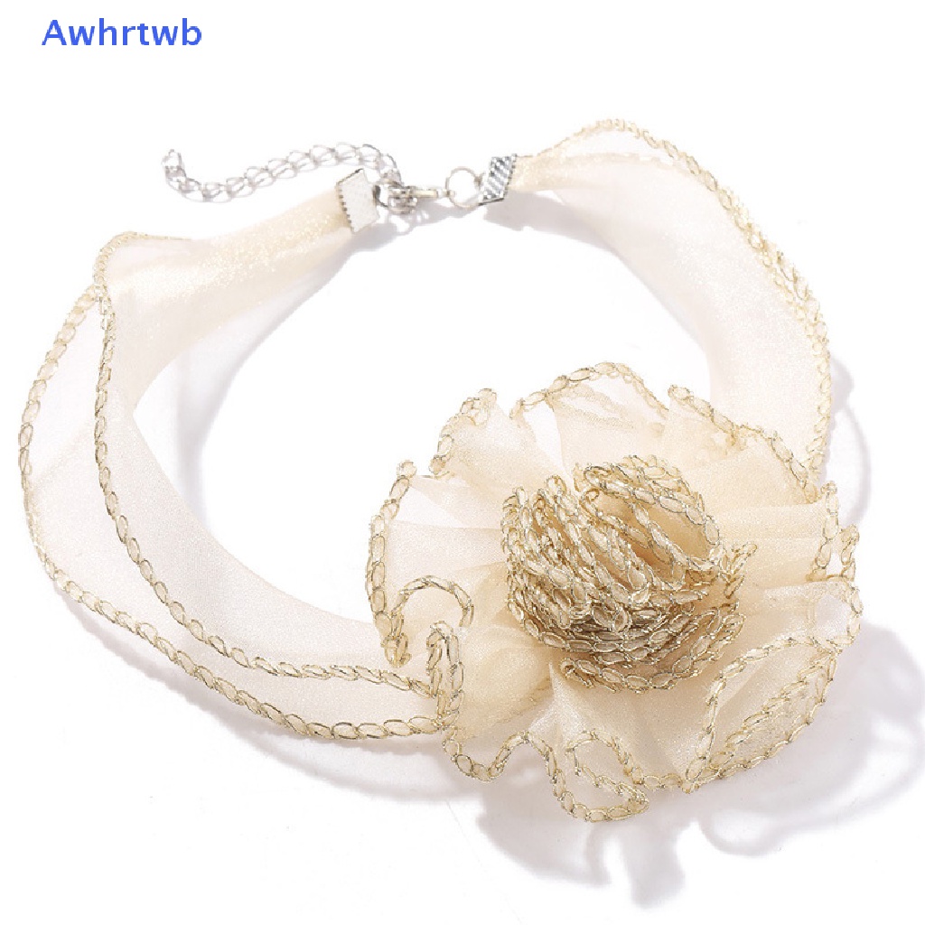 Vòng Cổ Choker Vải Lưới Ba Chiều Trong Suốt Mặt Hoa Đơn Giản Mới