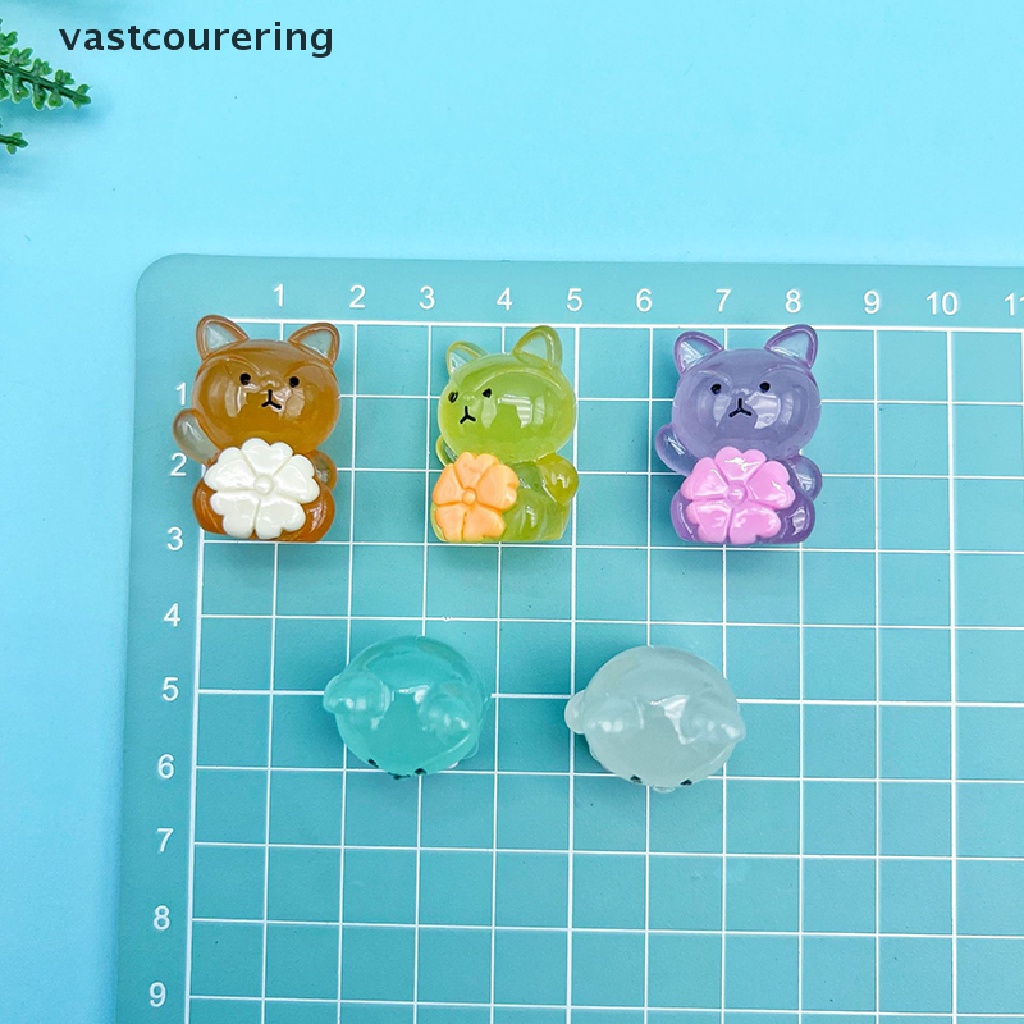 Bộ 2 Tượng Cáo Dạ Quang Bằng Nhựa Resin Dễ Thương Dùng Trang Trí Tiểu Cảnh