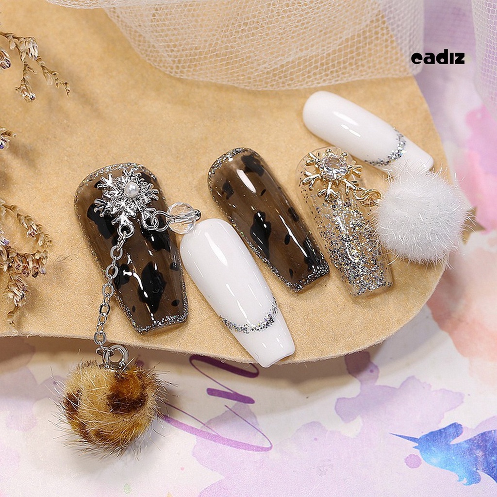 Bộ Phụ Kiện Trang Trí Móng Tay Nghệ Thuật Hình Bông Tuyết Ba Chiều Lấp Lánh Chống Rơi DIY