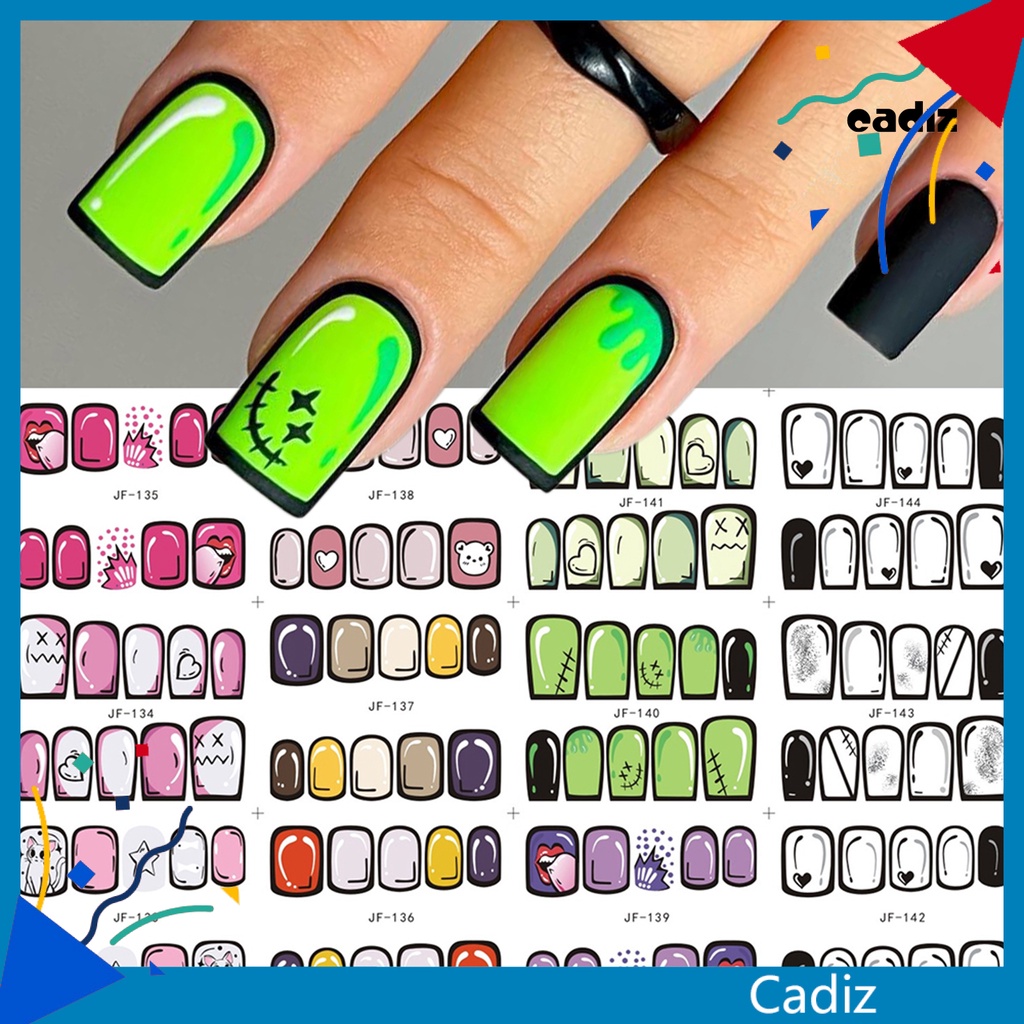 Miếng Dán Trang Trí Móng Tay Dạng Trượt Hiệu Ứng 3D Hoạt Hình Không Phai DIY