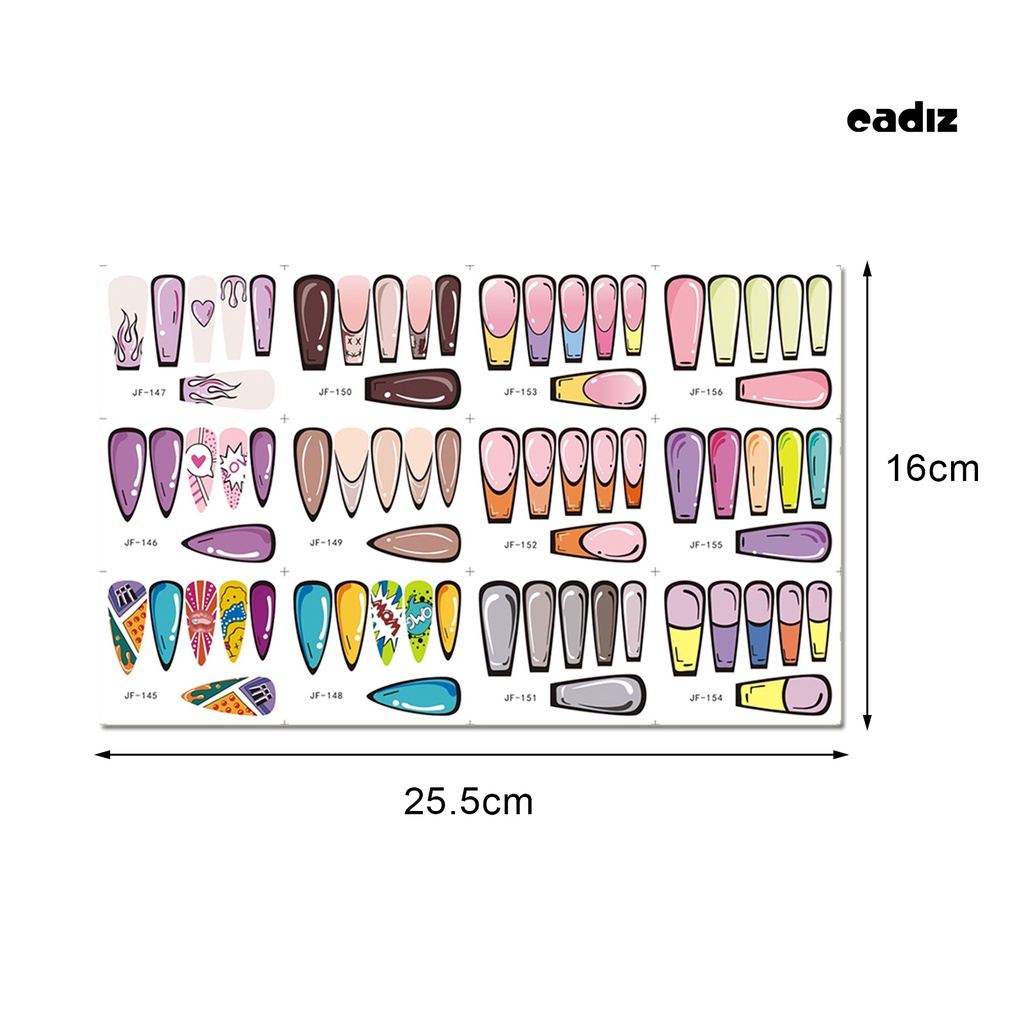 Miếng Dán Trang Trí Móng Tay Dạng Trượt Hiệu Ứng 3D Hoạt Hình Không Phai DIY