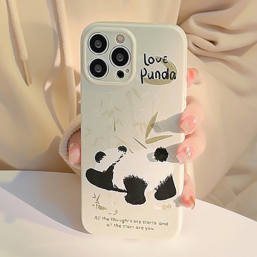 Ốp Điện Thoại TPU Dẻo Họa Tiết Gấu Trúc Dễ Thương Chống Sốc Cho IPhone 11 12 13 14 Pro Max