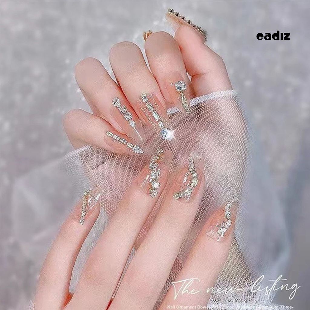 Set 10 Miếng Dán Móng Vuốt Đính Đá Zircon Chống Trầy Chống Rơi Dễ Dán