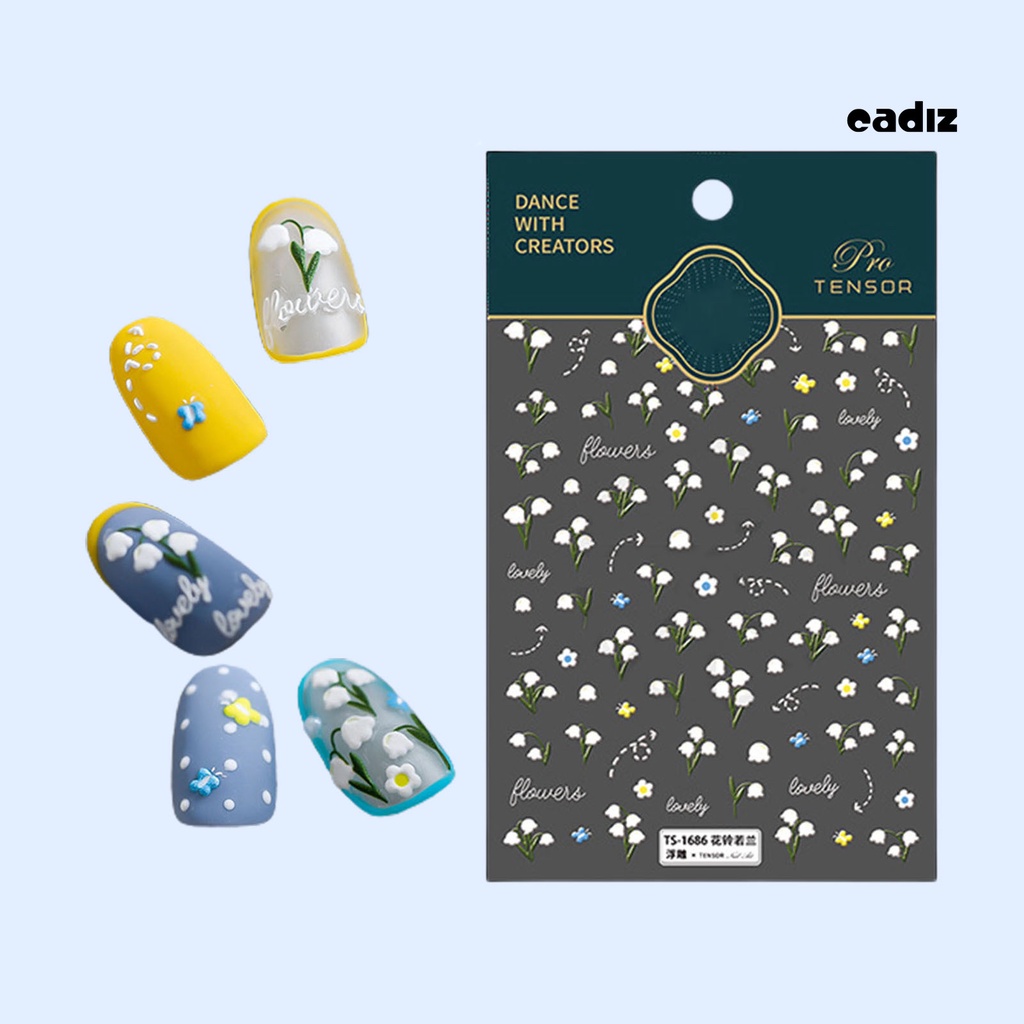 Miếng Dán Trang Trí Móng Tay 3D Tự Dính Không Phai Chống Rơi Vỡ Họa Tiết Hoa 5D Dành Cho Nữ