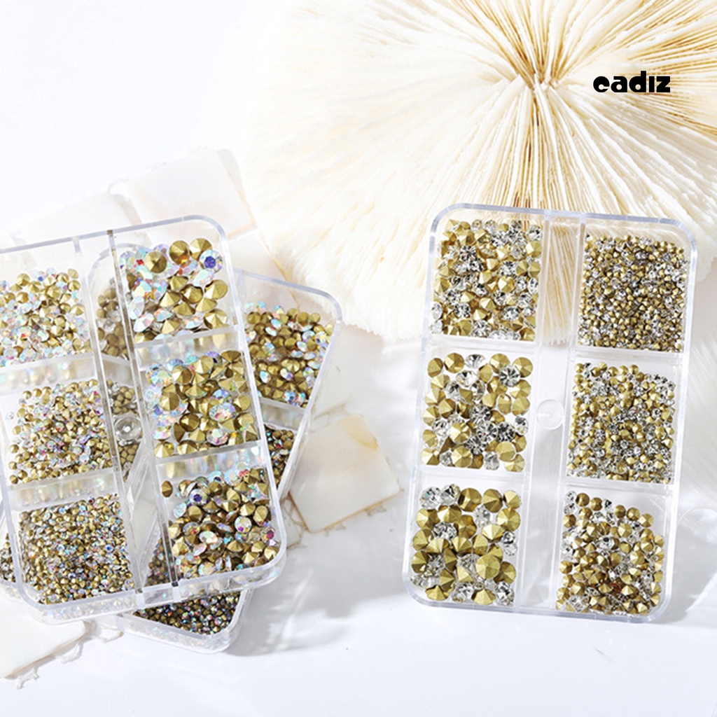 1 Hộp Đá 6 Ngăn Đựng Phụ Kiện Trang Trí Móng Tay Chống Nước Chống Oxy Hóa