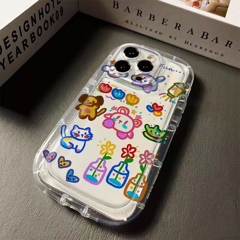 ✅Ốp Điện Thoại Trong Suốt Họa Tiết Graffiti Động Vật Kiểu Hàn Quốc Cho Iphone 13 1112 xs14pro Xr
