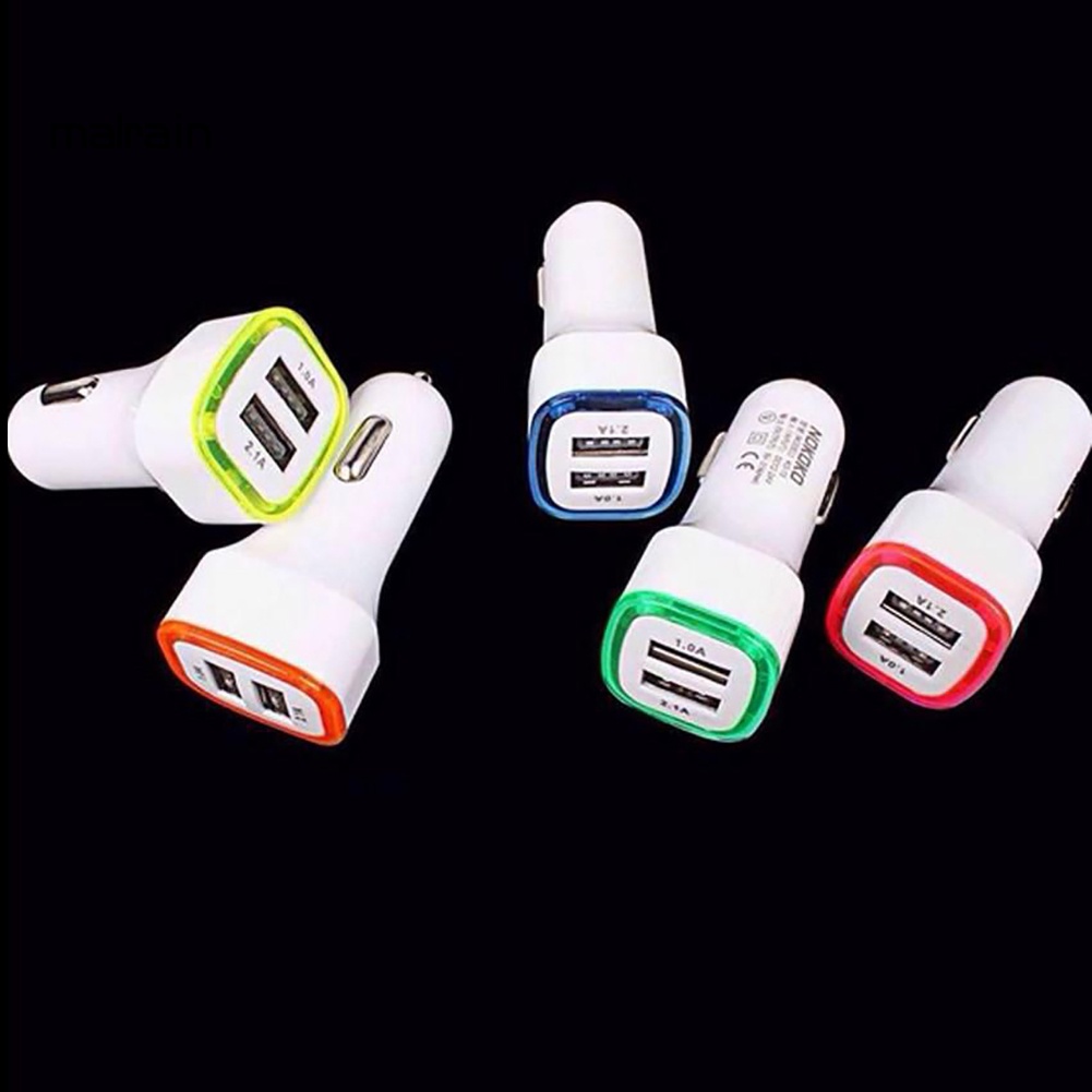 Tẩu Sạc Nhanh Hai Cổng USB Có Đèn LED Cho Xe Hơi