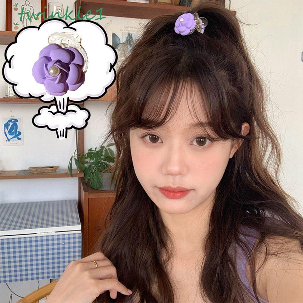 Kẹp Tóc Đính Hoa Trà Màu Kẹo Ngọt Đơn Giản Thời Trang Hàn Quốc Cho Nữ