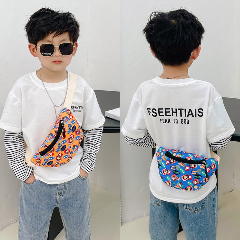 Khung Thành Cho Bé Chất Lượng Cao❤Túi Đeo Chéo Họa Tiết Hoạt Hình Phong Cách Phương Tây Cho Bé Trai