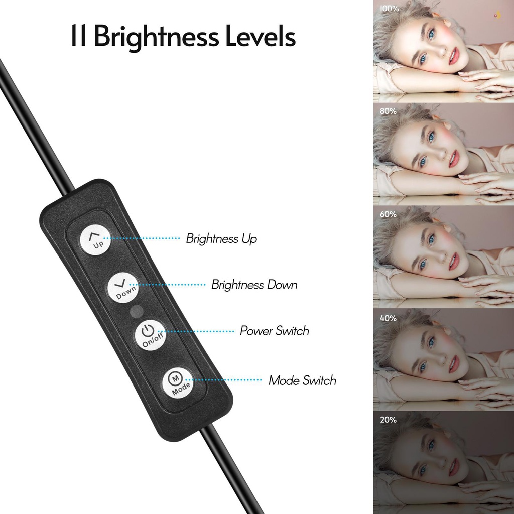 Vòng Đèn LED Andoer 6 Inch 2 * 3200K-6500K Có Thể Điều Chỉnh Độ Sáng + 2 * Tripod Để Bàn + 2 * Đầu Bi Kim Loại Dẻo Cho Dạy Trực Tuyến