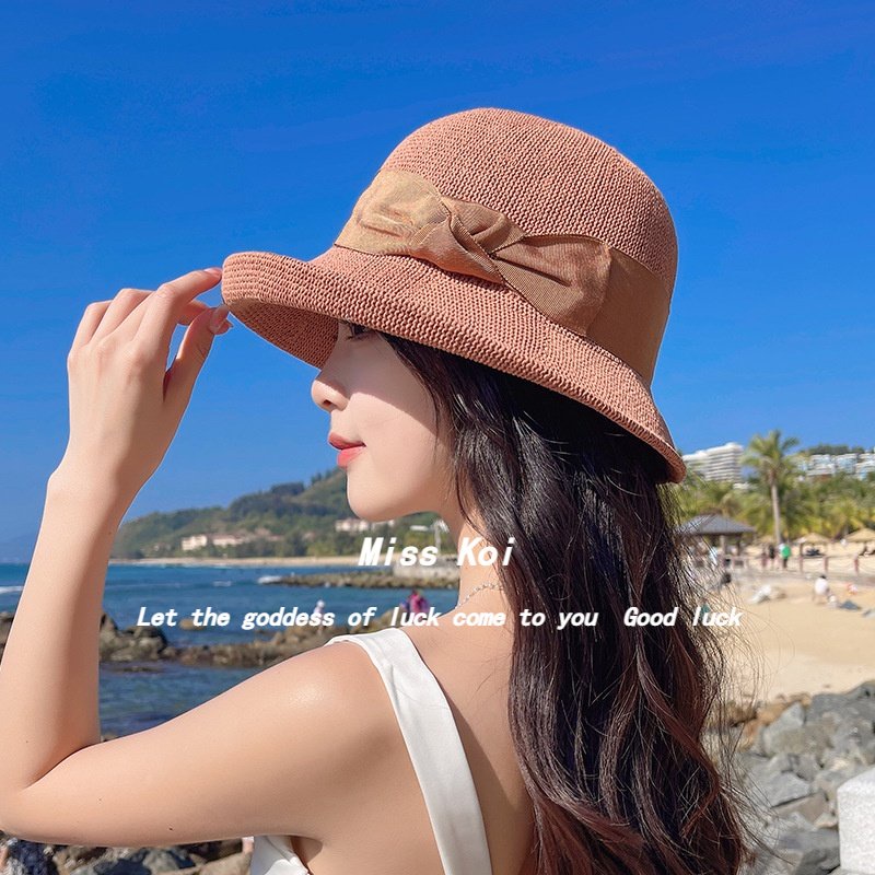 Nón Bucket Dệt Kim Vành Ngắn Chống Nắng Thời Trang Mùa Hè Cho Nữ