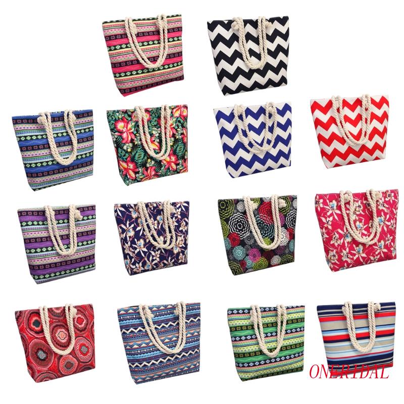 Túi Tote Đeo Vai / Xách Tay Bằng Vải Bạt Có Dây Kéo Sức Chứa Lớn In Họa