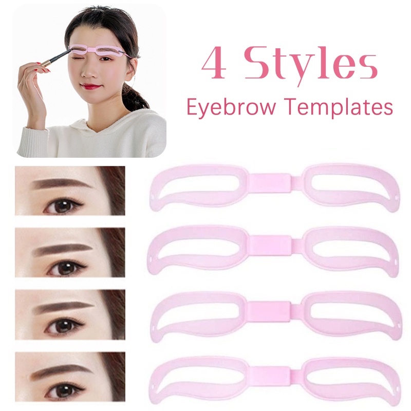 Khuôn Vẽ Lông Mày 4 Kiểu Có Thể Điều Chỉnh Và Tái Sử Dụng Kèm Dây Thừng Và Thẻ Định Hình Mắt Thời Trang Hàn Quốc