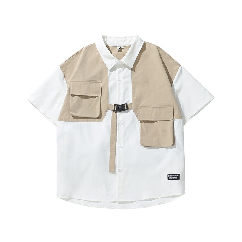 Áo Sơ Mi Ngắn Tay Giả Hai Lớp Phong Cách Đường Phố Thời Trang Mùa Hè Cho Nam