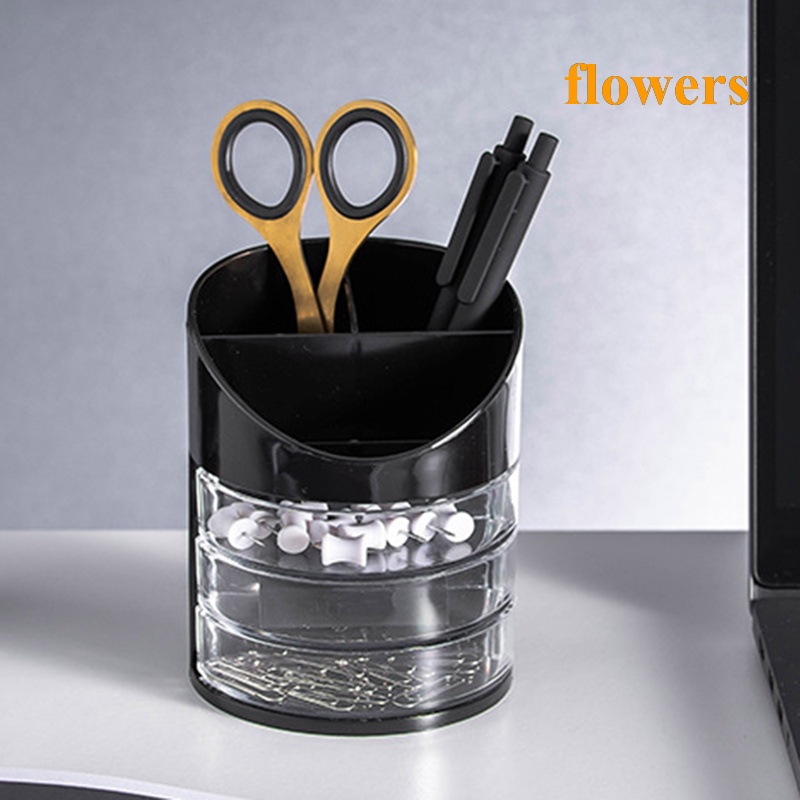 1 Hộp Đựng Bút Viết Bằng Nhựa Bốn Tầng Đa Năng Họa Tiết Hoa Dành Cho Văn Phòng / Trường Học