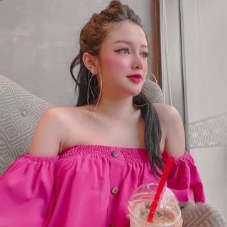Đầm suông trễ vai tay bo phồng