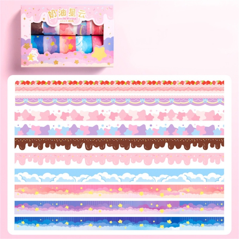 Bộ 10 Cuộn Băng Keo Màu Đồng Trang Trí Sổ Tay DIY