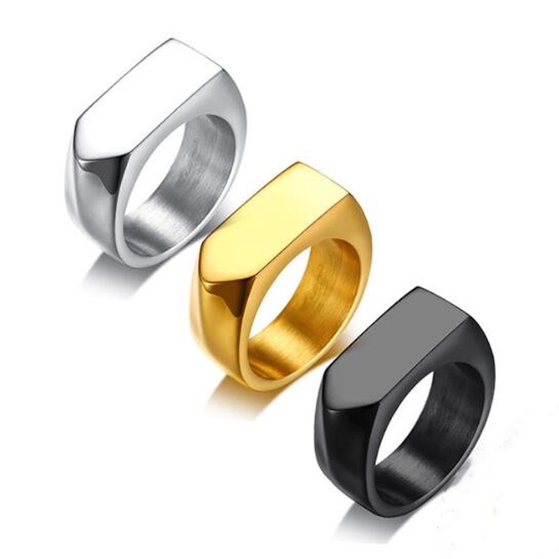 Nhẫn Thép Titan Không Gỉ 9mm Kiểu Dáng Hình Học Đơn Giản Thời Trang Cho Nam
