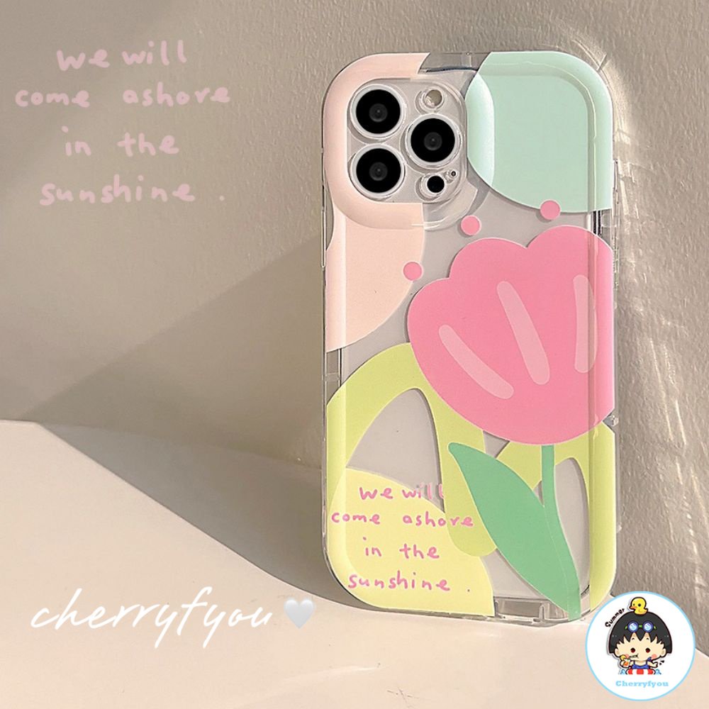 Ốp Điện Thoại TPU Mềm Trong Suốt Chống Rơi Chống Dấu Vân Tay Họa Tiết Hoa Tulip Cho IPhone 11 12 13 14 Pro Max