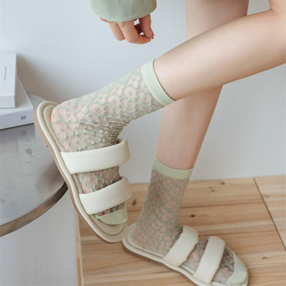 Vớ Cotton Lụa Thủy Tinh Mỏng Trong Suốt Thoáng Khí Khử Mùi Chống Mài Mòn Thời Trang Xuân Hè Cho Nữ