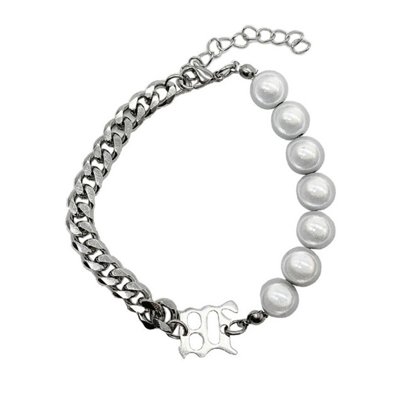 Vòng Tay Hạt Ngọc Trai Phản Quang Đơn Giản Cá Tính Phong Cách Hip Hop Cho Nam Và Nữ